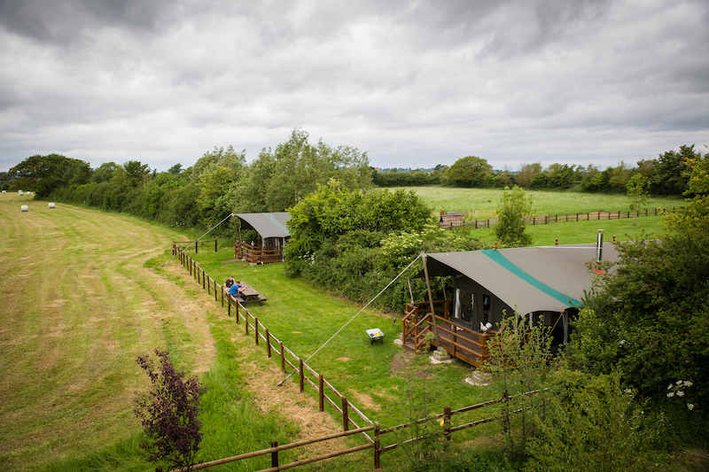 Canvas lodges from above