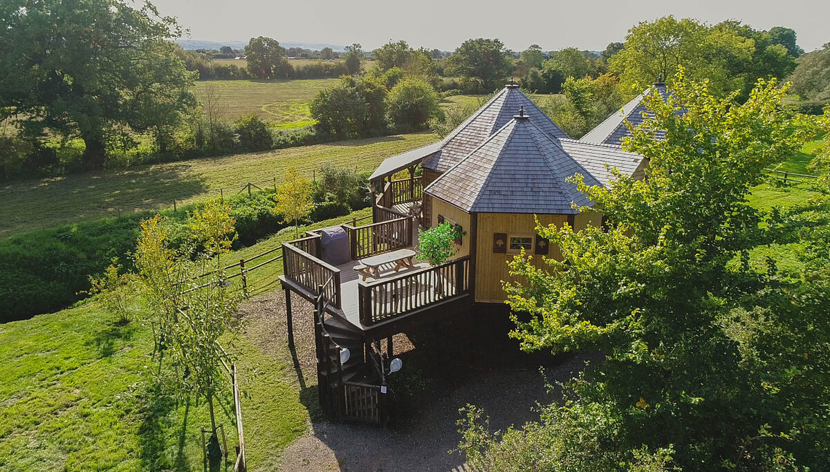 Mill Farm's woodland and countryside from above