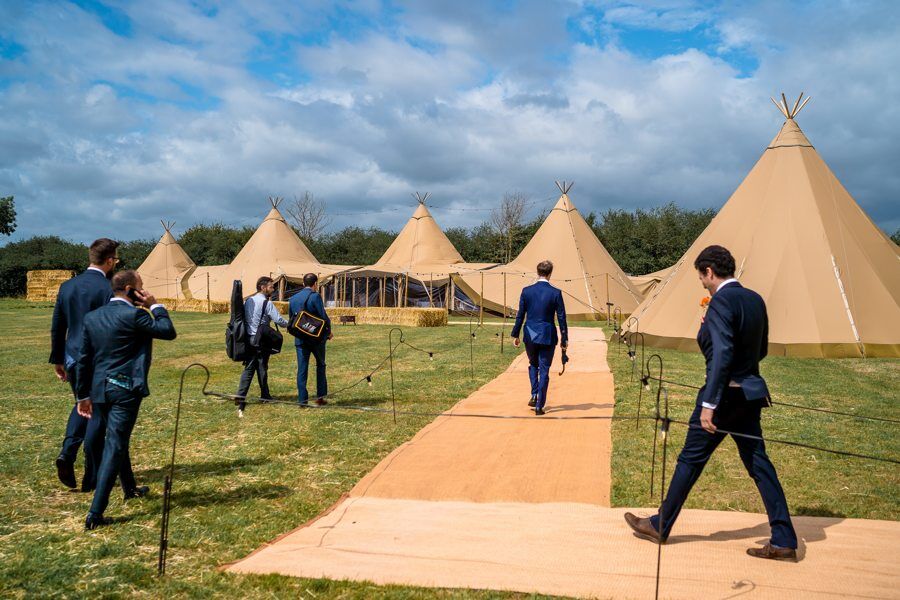 Guests arriving at the tipis